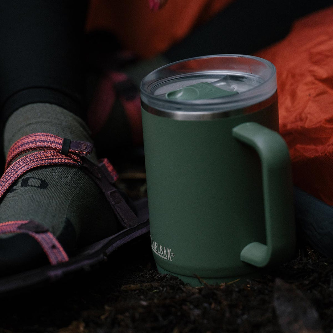 moss coloured CamelBak mug with lid